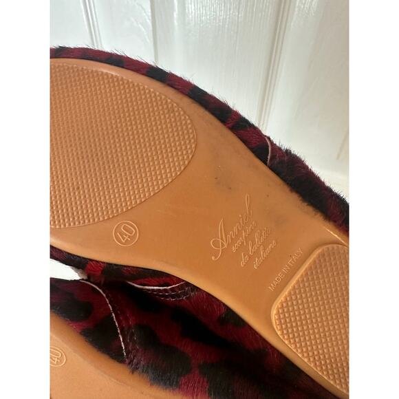 Anniel Italy Sz EU 40 Pony Hair Derby Ballet Booties Red Leopard Cheetah - Picture 7 of 7